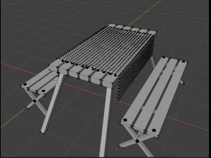 Camping table with benches 3D Model