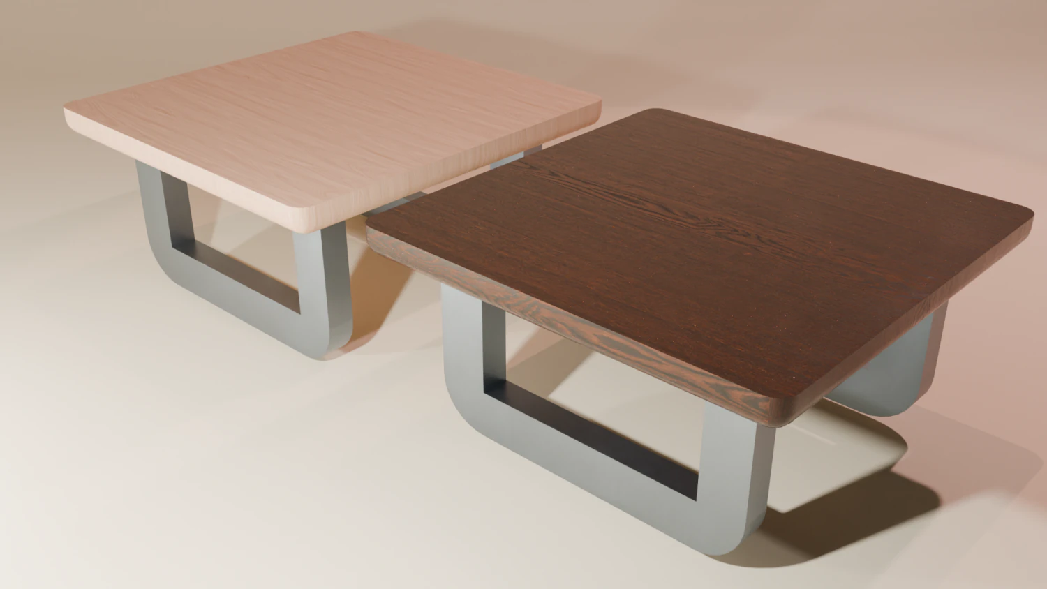 Set of modern oak wood tables 3D Model .c4d .max .obj .3ds .fbx .stl .blend 