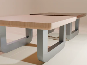 Set of modern oak wood tables 3D Model