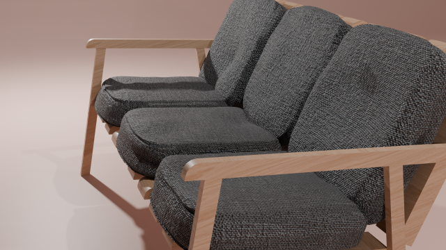 Wooden bench with fabric cushions 3D Model .c4d .max .obj .3ds .fbx .stl .blend 