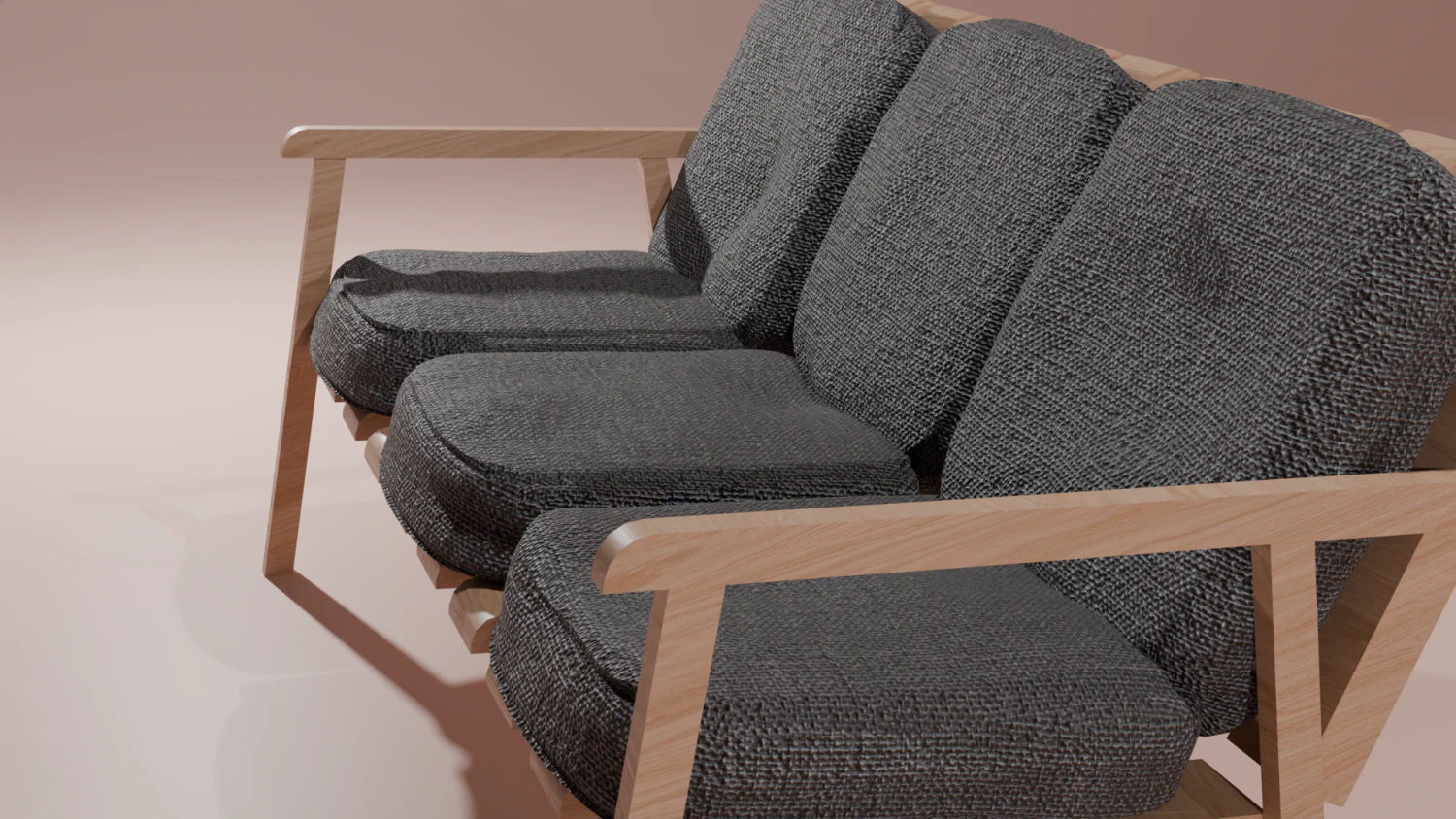 Wooden bench with fabric cushions 3D Model .c4d .max .obj .3ds .fbx .stl .blend