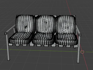 Wooden bench with fabric cushions 3D Model