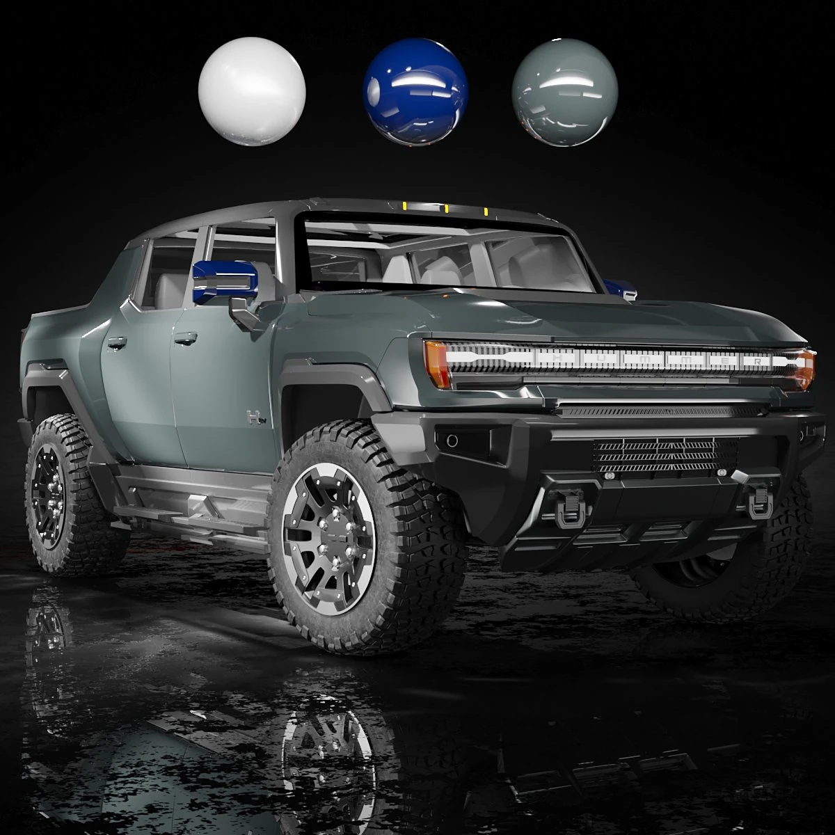 GMC Hummer EV 2024 3D Model .c4d .max .obj .3ds .fbx .stl .blend