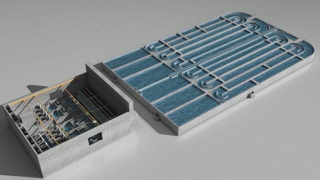 Sewage treatment plant facilities Model 3D .c4d .max .obj .3ds .fbx .stl .blend 