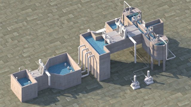 Wastewater treatment equipment Model 3D .c4d .max .obj .3ds .fbx .stl .blend 