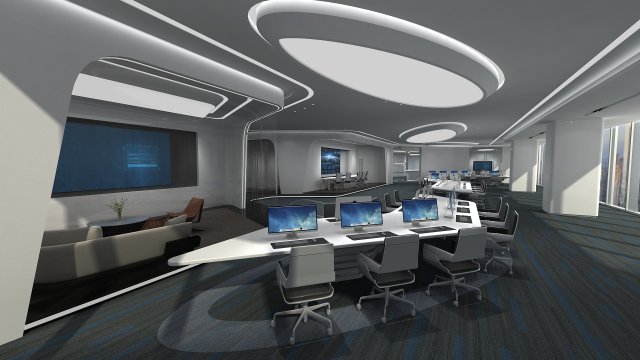 Modern office Model 3D .c4d .max .obj .3ds .fbx .stl .blend 