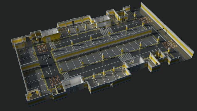 Garage Underground parking lot Model 3D .c4d .max .obj .3ds .fbx .stl .blend 