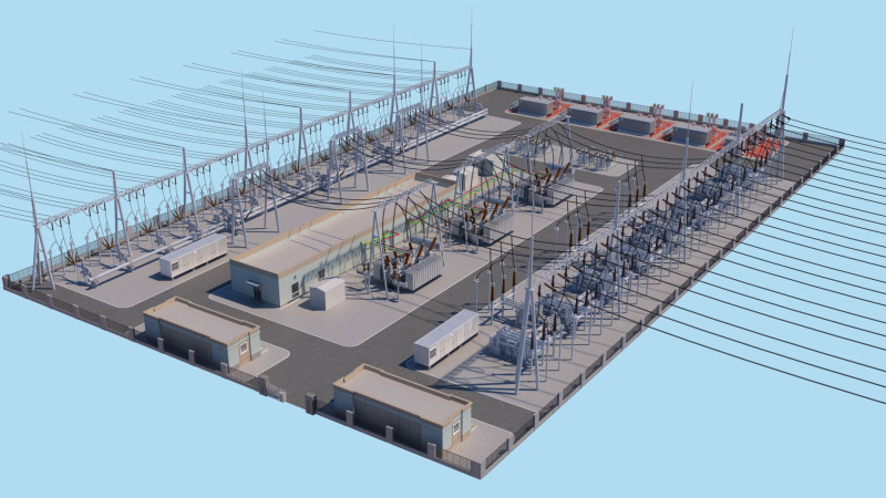 Substation Model 3D .c4d .max .obj .3ds .fbx .stl .blend 