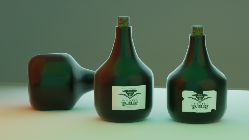Bottle of rum 3D Model .c4d .max .obj .3ds .fbx .stl .blend 