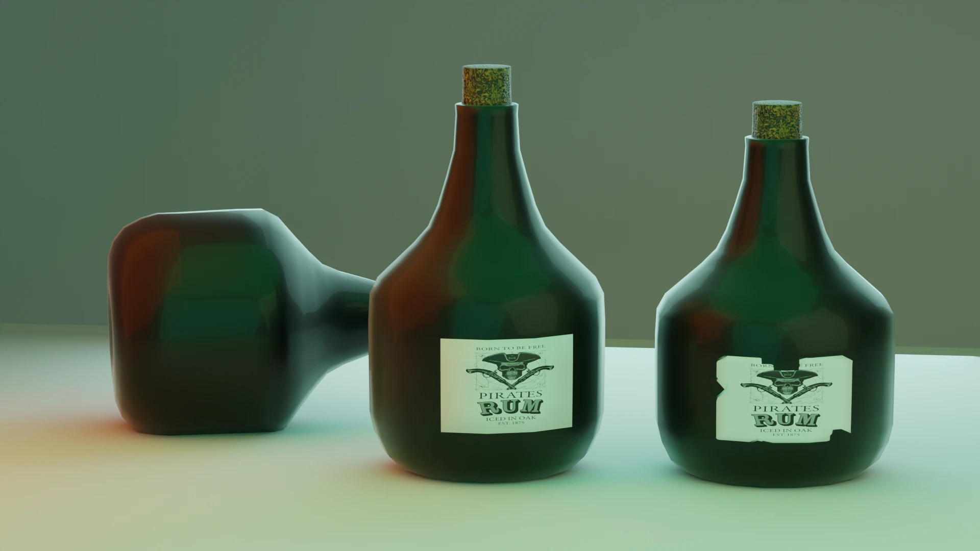 Bottle of rum 3D Model .c4d .max .obj .3ds .fbx .stl .blend 
