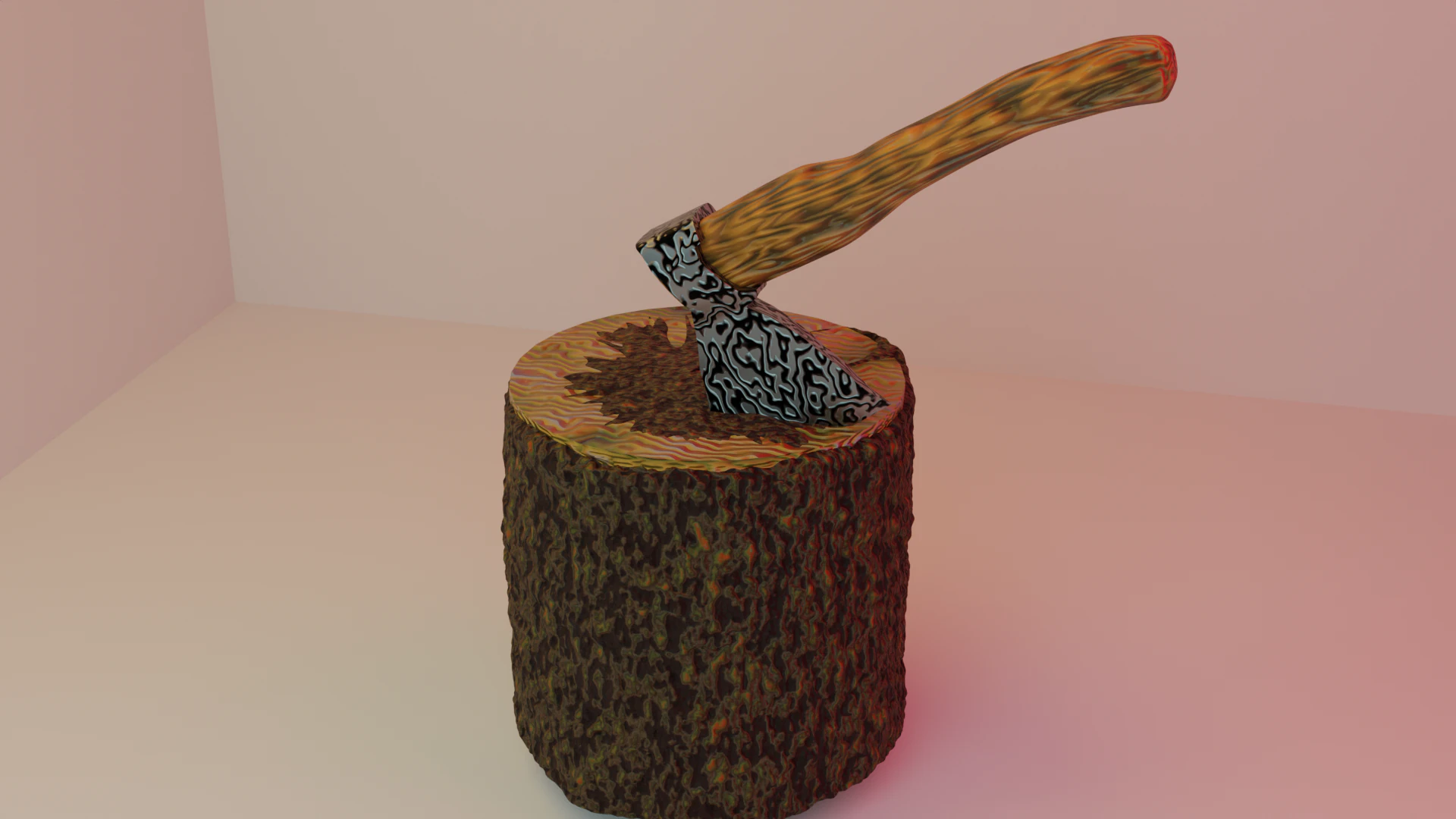 Axe and stump 3D Model .c4d .max .obj .3ds .fbx .stl .blend 