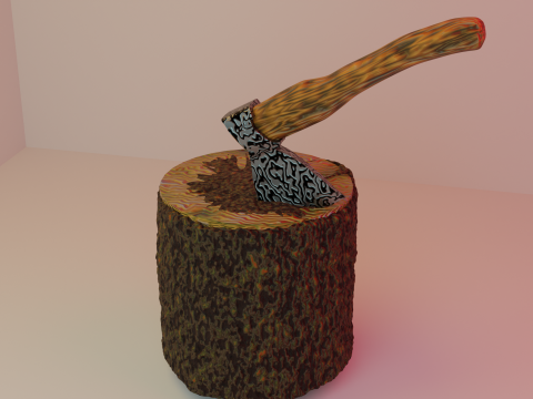 Axe and stump 3Dモデル
