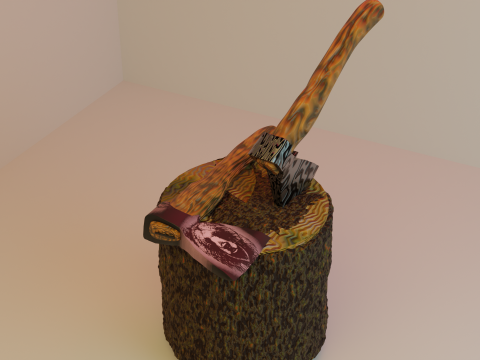 Axe and stump 3D 模型