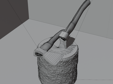 Axe and stump 3D 模型