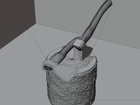 Axe and stump 3D Model