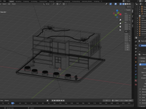 Mid-poly cyberpunk style house Model 3D