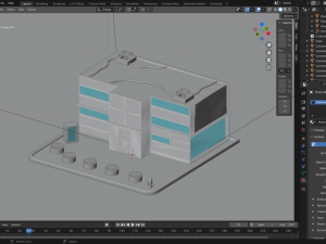 Mid-poly cyberpunk style house Model 3D