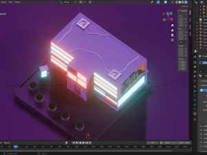 Mid-poly cyberpunk style house Model 3D