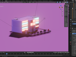 Mid-poly cyberpunk style house Model 3D