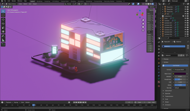 Mid-poly cyberpunk style house Model 3D .c4d .max .obj .3ds .fbx .stl .blend 