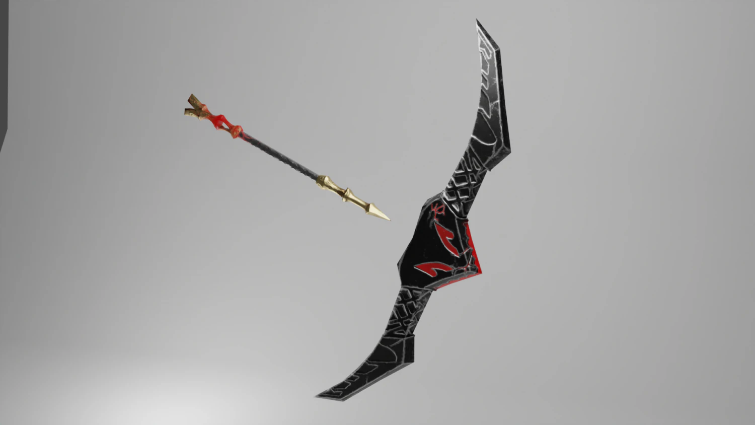 Evilish Bow and Arrow 3D Model .c4d .max .obj .3ds .fbx .stl .blend 