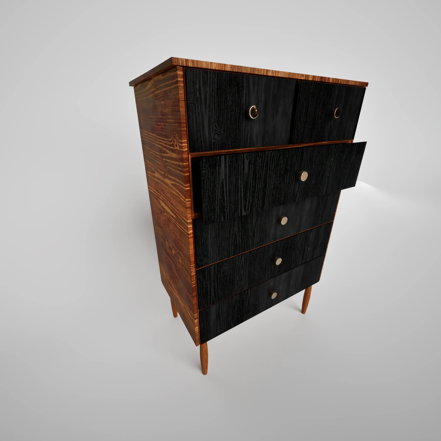 Wooden tallboy 3D Model .c4d .max .obj .3ds .fbx .stl .blend 