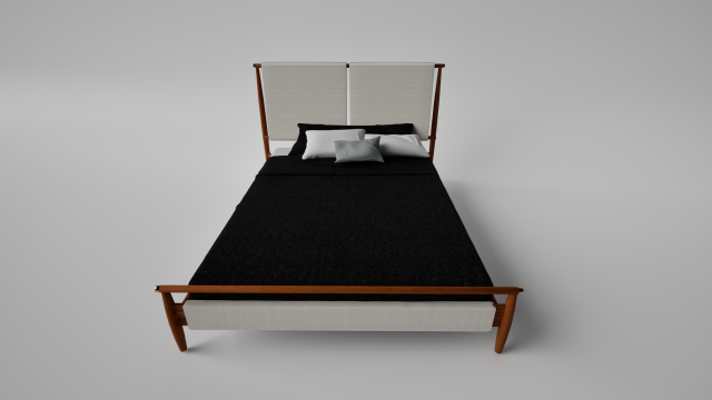 Wooden bed frame 3D Model .c4d .max .obj .3ds .fbx .stl .blend 