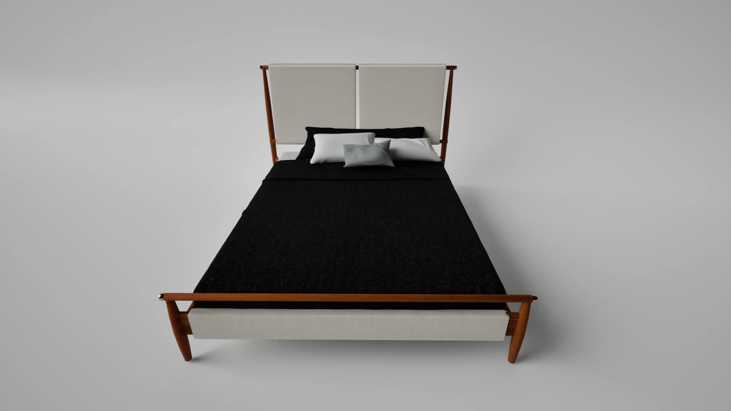 Wooden bed frame 3D Model .c4d .max .obj .3ds .fbx .stl .blend