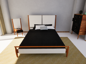Wooden bed set Model 3D