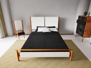 Wooden bed set 3D Model