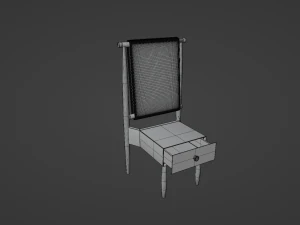 Wooden bed set 3D Model