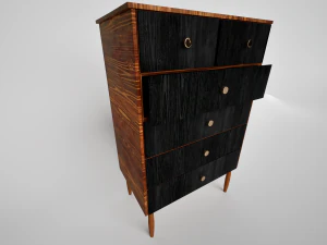 Wooden bed set 3D Model