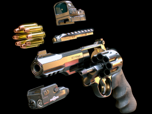Magnum 357 Red Dot Scope Laser designator 3D Model