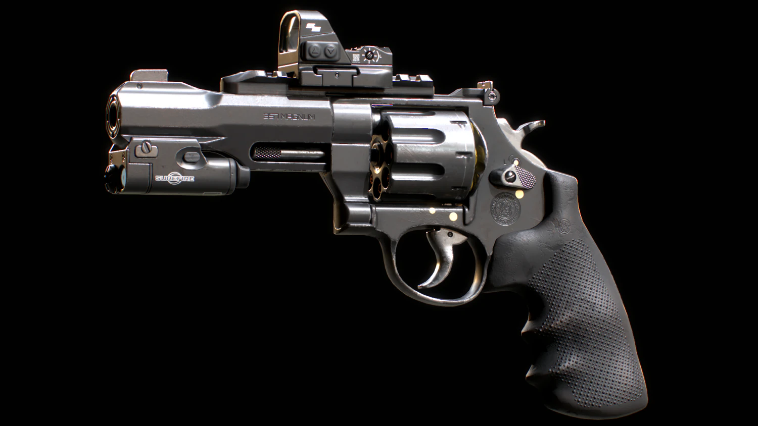 Magnum 357 Red Dot Scope Laser designator 3D Model .c4d .max .obj .3ds .fbx .stl .blend