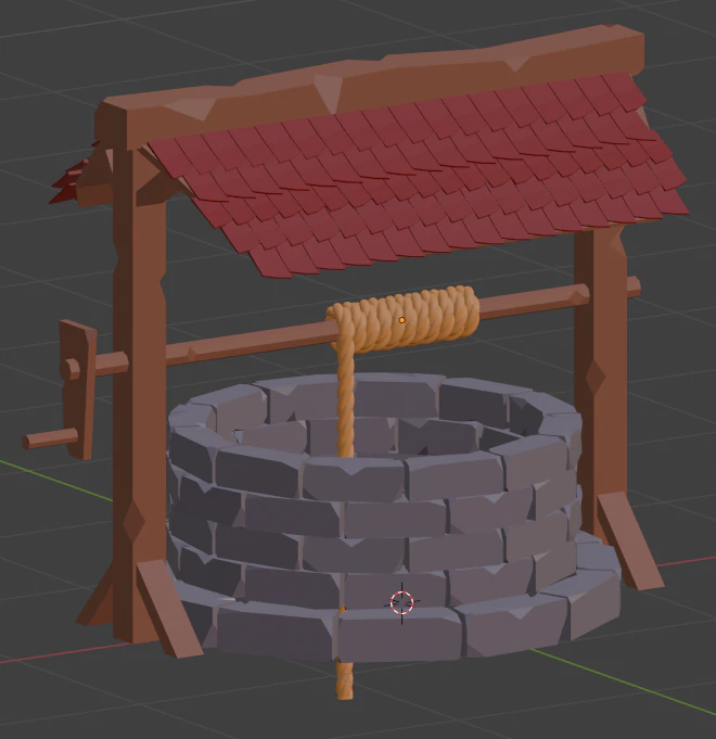 Low Poly Village Well 3D Model .c4d .max .obj .3ds .fbx .stl .blend 