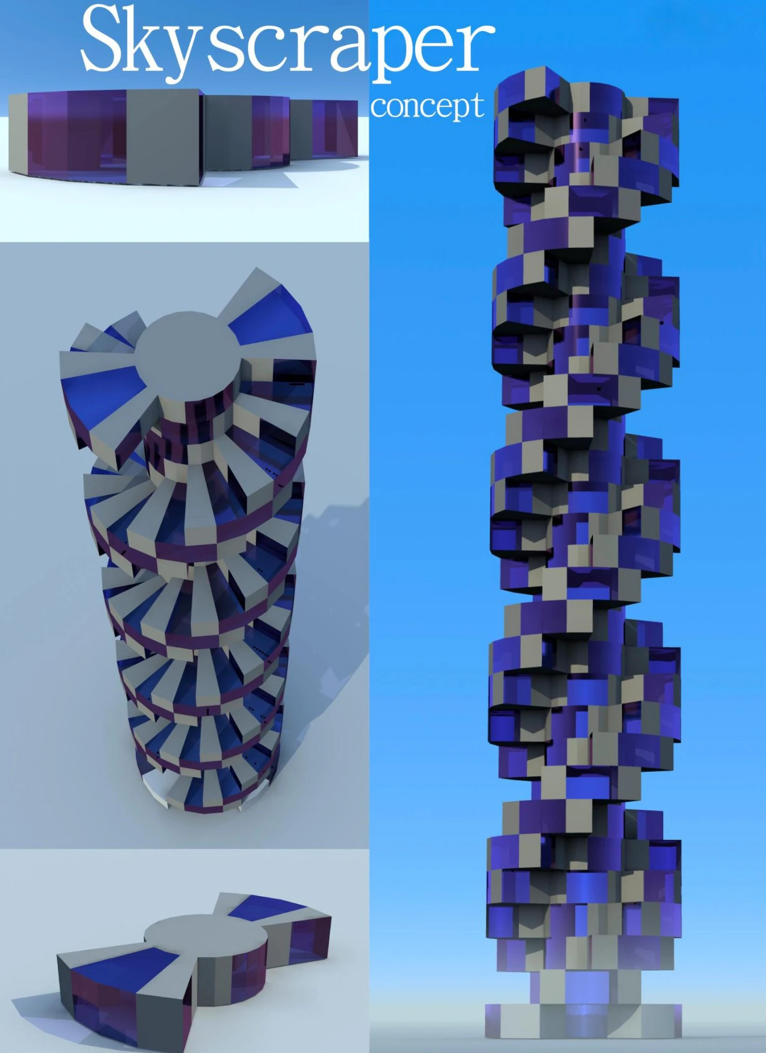 Modular rotating skyscraper 3D Model .c4d .max .obj .3ds .fbx .stl .blend 