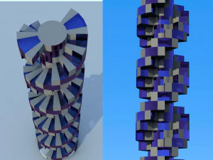 Modulaire roterende wolkenkrabber 3D Model