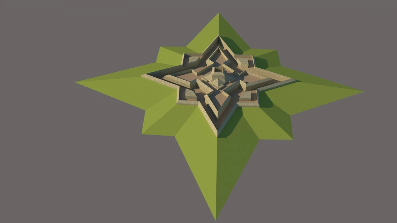 Star fort 3D Model .c4d .max .obj .3ds .fbx .stl .blend 