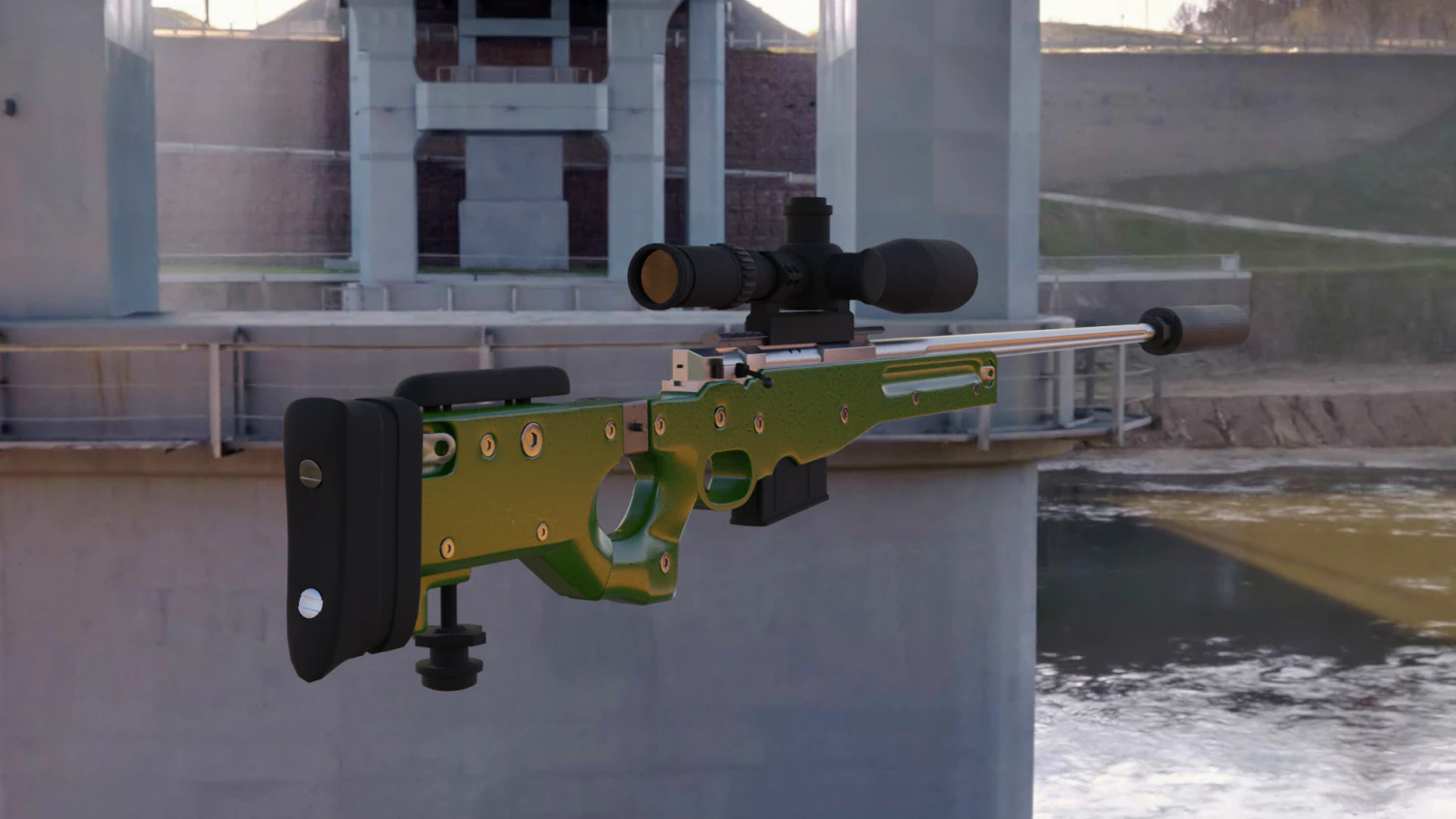 AWM Sniper Rifle 3D Model .c4d .max .obj .3ds .fbx .stl .blend 