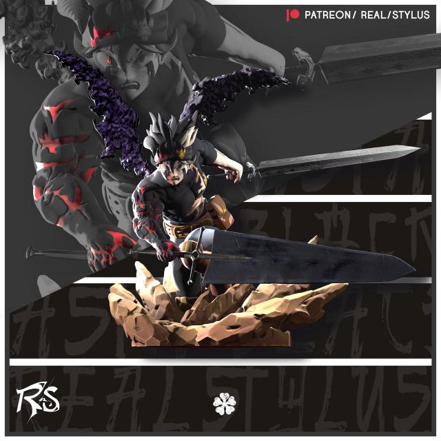 ASTA - BLACK CLOVER 3D PRINT STYLIZED 3D Print Model .c4d .max .obj .3ds .fbx .stl .blend 