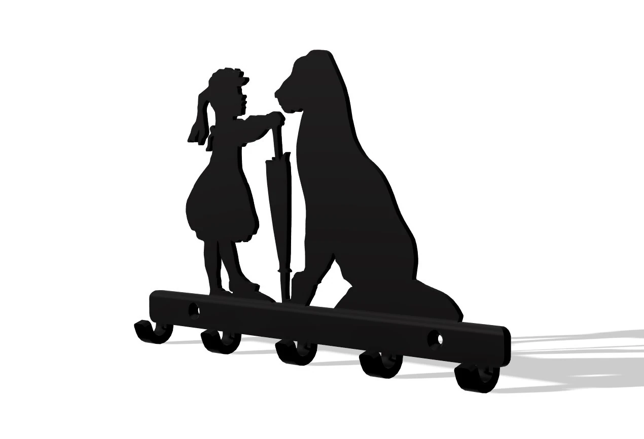 Key hanger girl and dog 3D Print Model .c4d .max .obj .3ds .fbx .stl .blend 