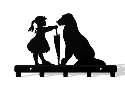 Key hanger girl and dog 3D Print Model