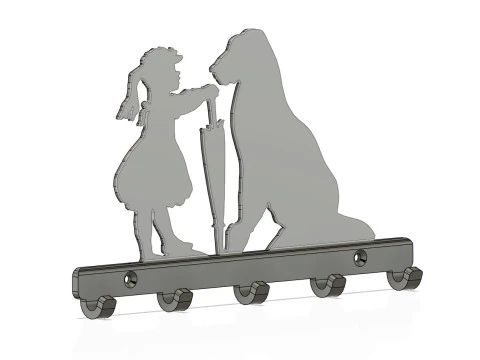 Key hanger girl and dog 3D Print Model