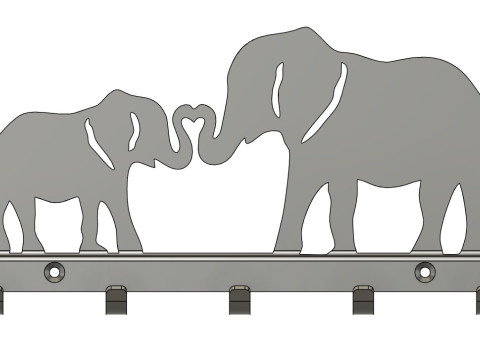 Elephant Embrace Key Station 3D Print Model