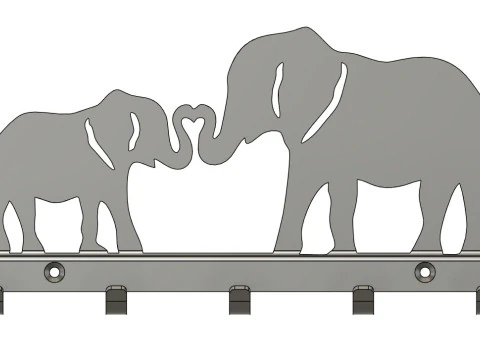 Elephant Embrace Key Station 3D Print Model