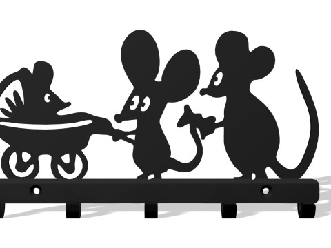 Mouse Family Key Holder 3D 프린트 모델