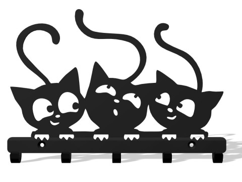 Playful Kittens Key Holder 3D Print Model
