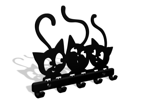 Playful Kittens Key Holder 3D Print Model