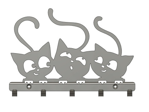 Playful Kittens Key Holder 3D Print Model