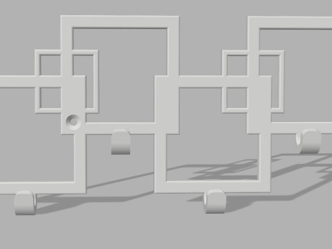 Quad Square Key Holder 3D Print Model